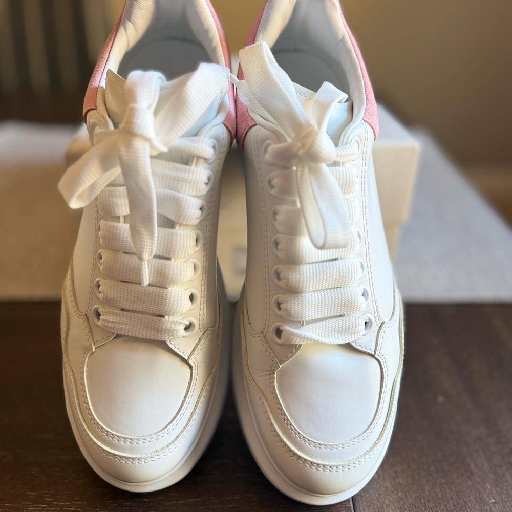 Authentic Alexander McQueen White and Pink Oversized Sneakers